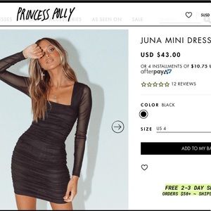 New Princess Polly Mini Dress Sz 4